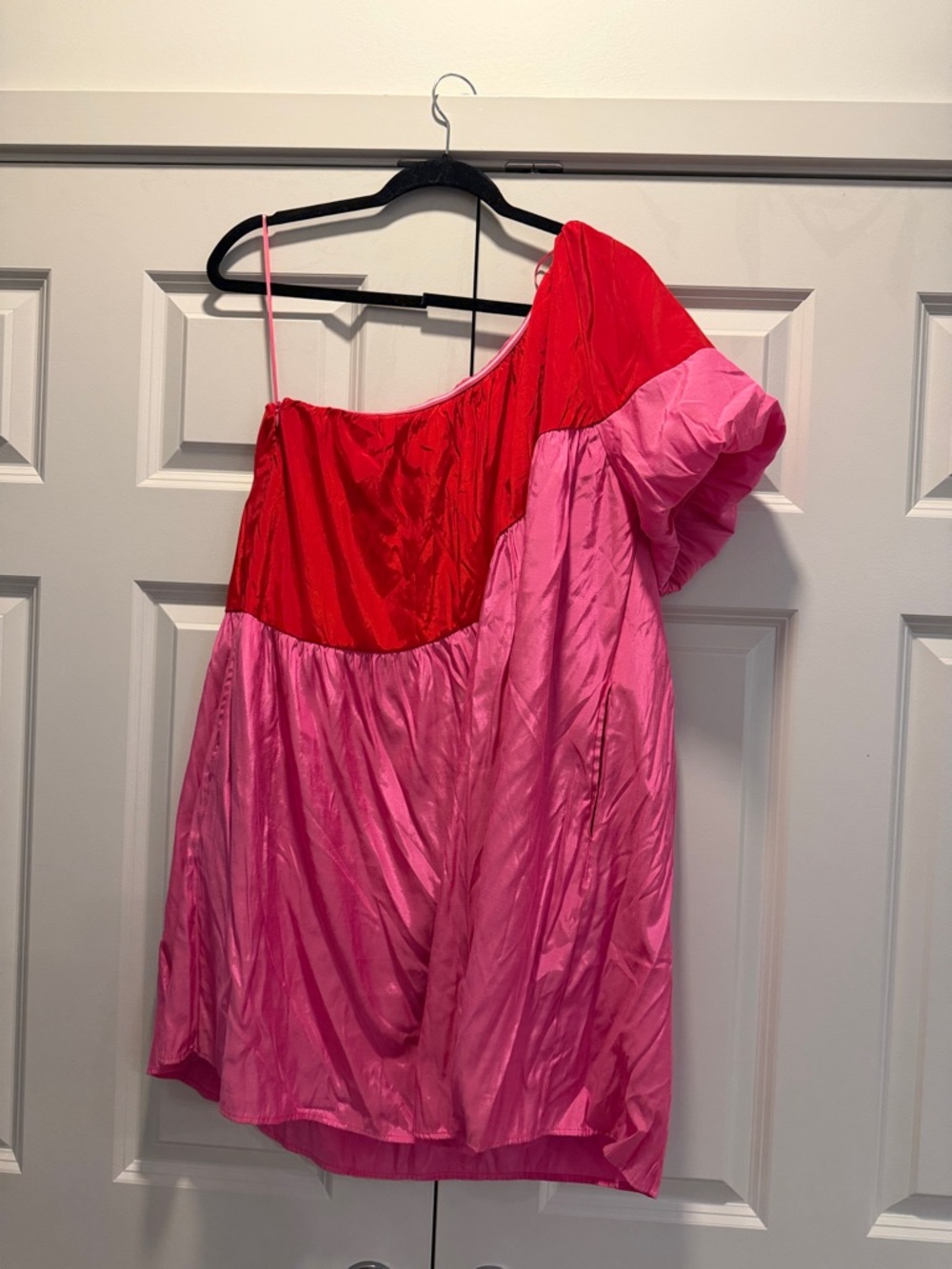 TCEC One-Shoulder Pink and Red Party Dress